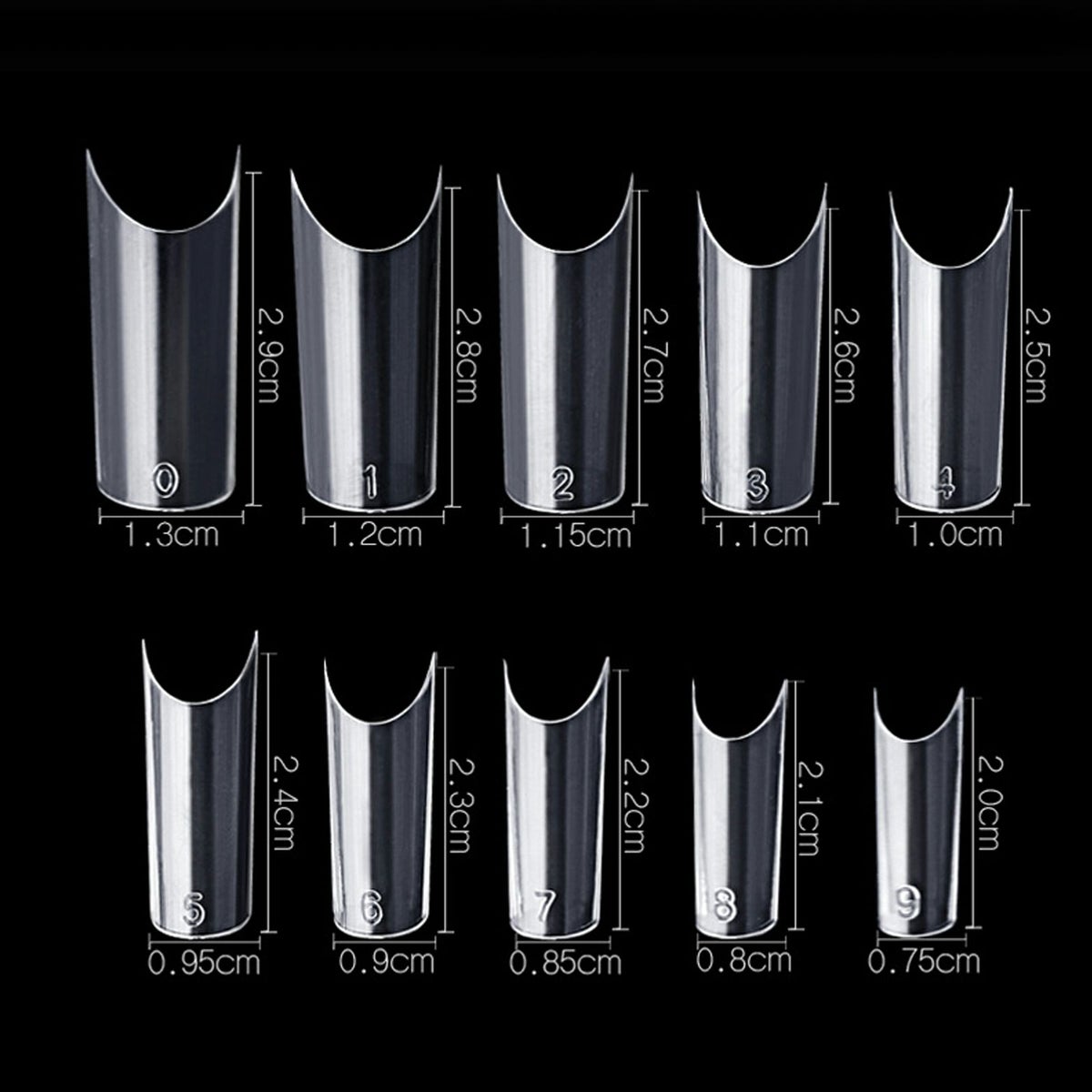 長さだし用チップ クリア ストレートmini【10サイズ×各2個入】