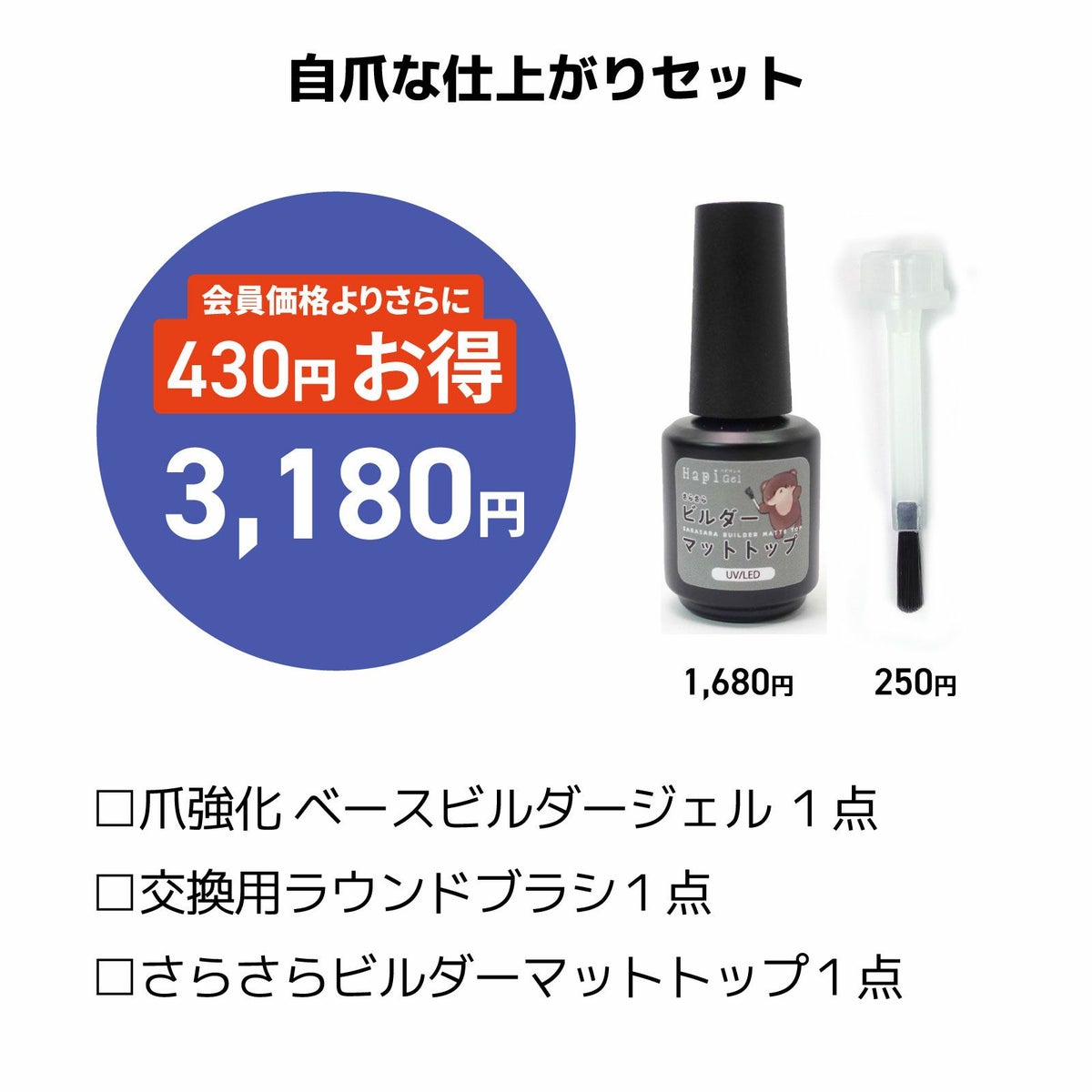  爪強化ベースビルダージェル[薄い爪の補強ができる、爪強化繊維入りジェルネイル]