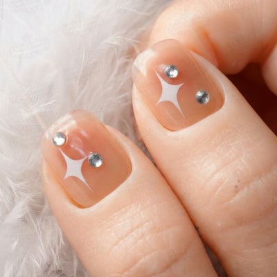 モノクロキラキラ星ネイル[デザイン済ネイルチップ]