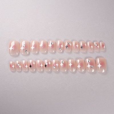 モノクロキラキラ星ネイル[デザイン済ネイルチップ]
